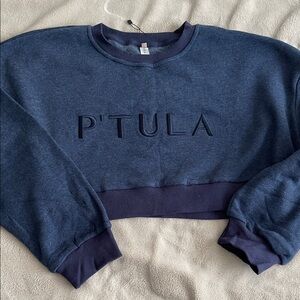P'tula Navy Blue Cropped Sweatshirt Medium